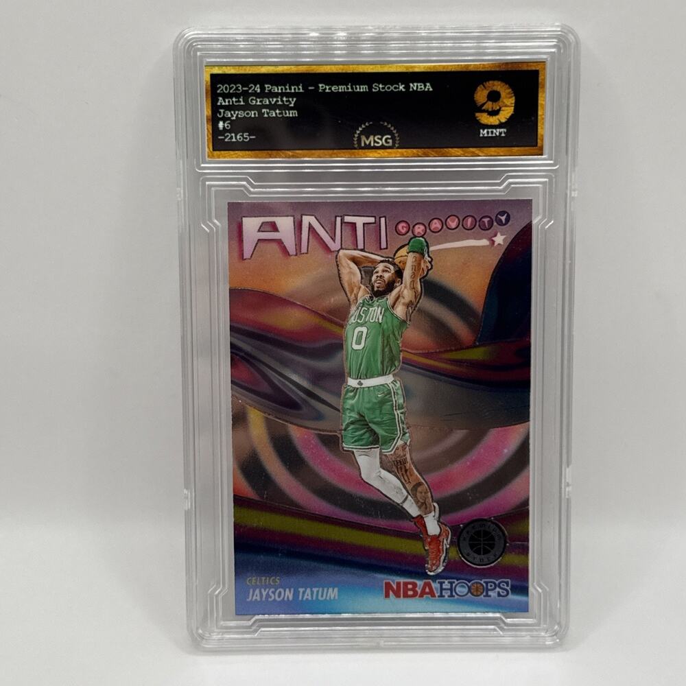 Jayson Tatum 2023-24 Hoops Premium Stock #6 Anti Gravity Celtics Graded 9 Mint